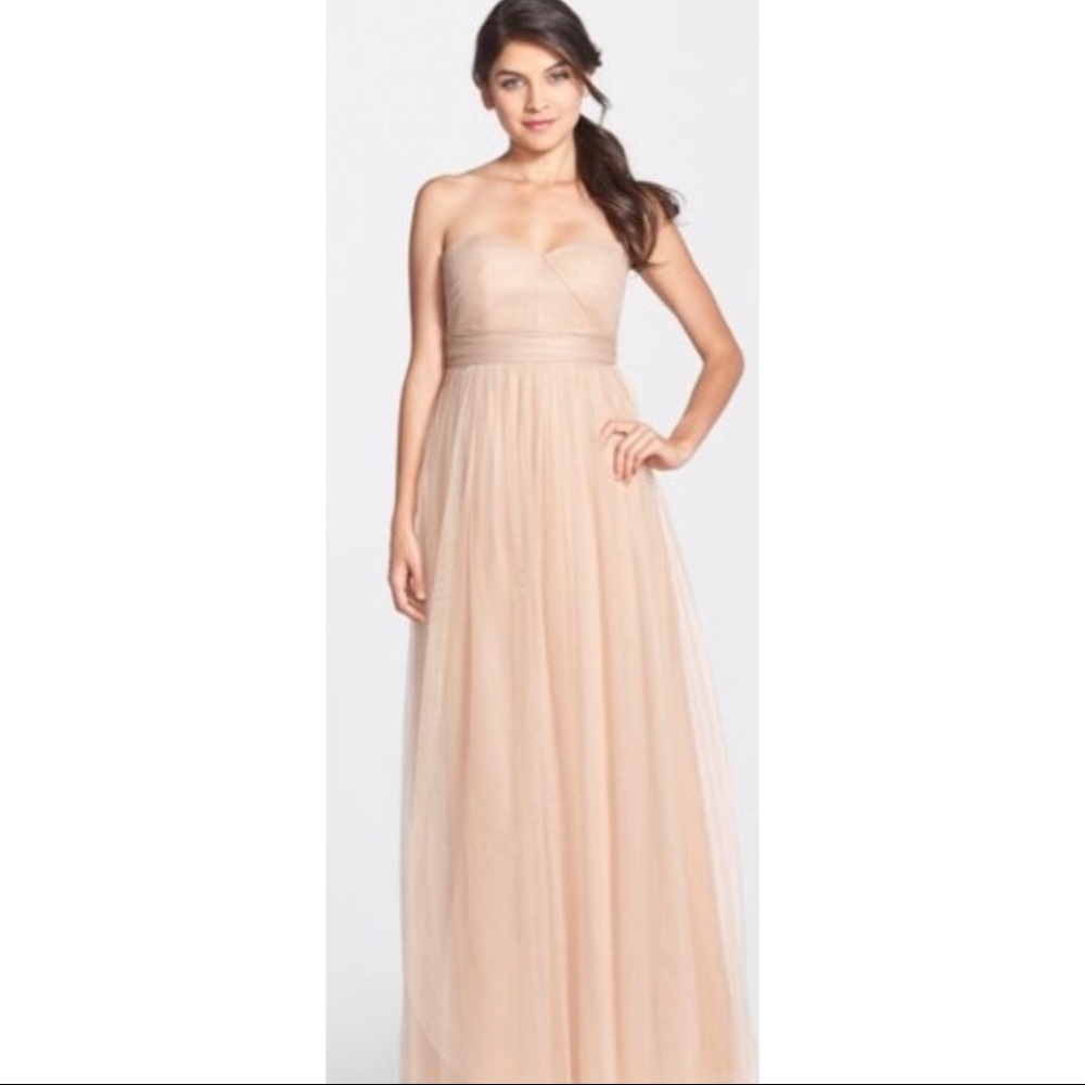 Jenny Yoo Strapless Tulle Gown in Blush Nude